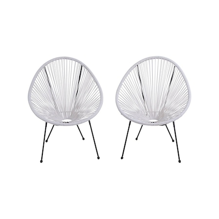 Ejoy Acapulco White Woven Patio Chair for Indoor and Outdoor Use Set of 2 Pieces, PR AcapulcoChair_White_2pc